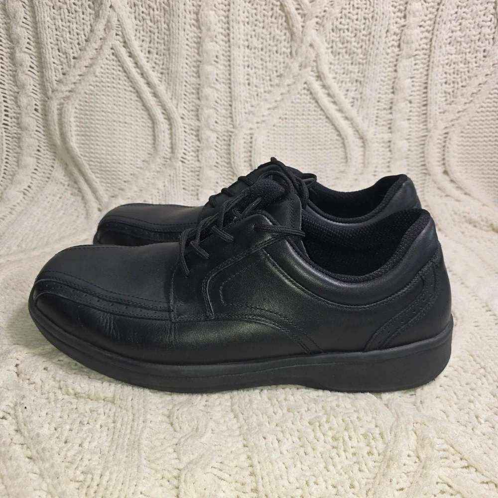 OrthoFeet 465 Oxford Walking Shoes Black Leather Lace Up Mens‎ 14 D Excellent